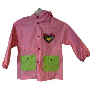 Lilly Of New York Raincoat Girls 2T Toddler Love Hearts Hood Snap Up NWOT